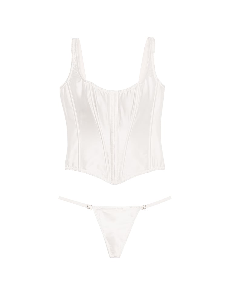 The Classic Silk Corset Set, Coconut White, large