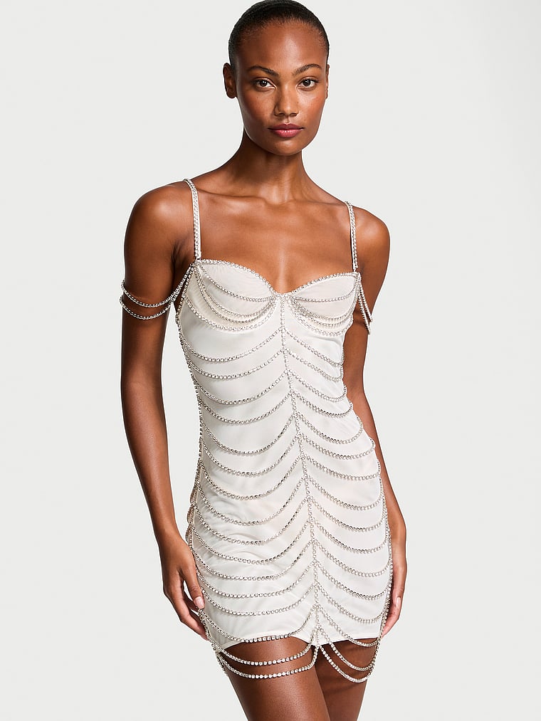 Sottoveste In Tulle Con Cristalli Wicked Atelier Victoria’s Secret, COCONUT WHITE, large