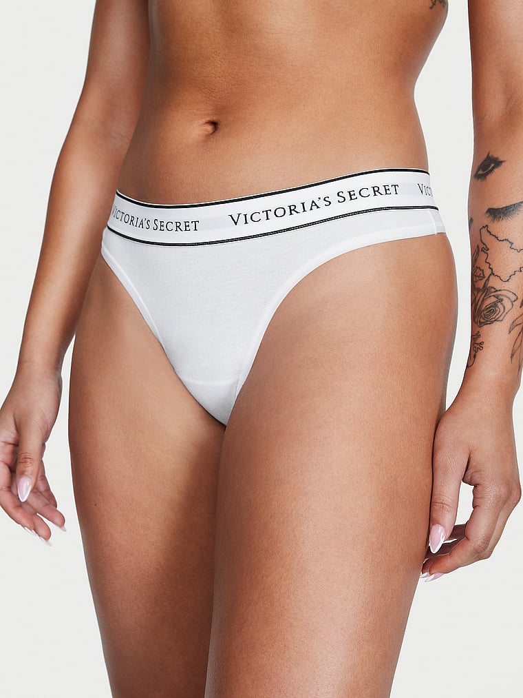 Tanga In Cotone Con Logo, VS White, large