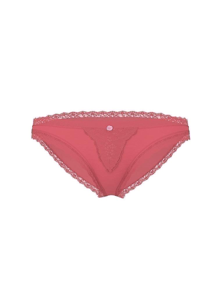 Lace-trim Bikini Panty, Seductive Rose, large