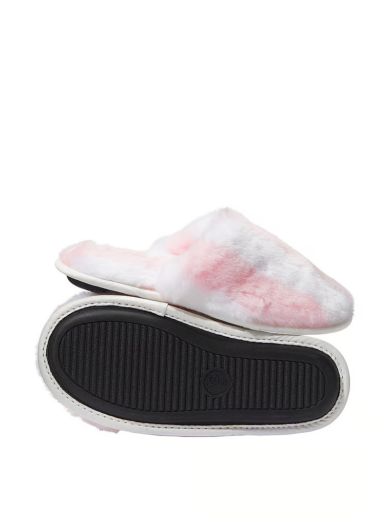 Closed-toe Faux Fur Slippers, Wide Stripe, large