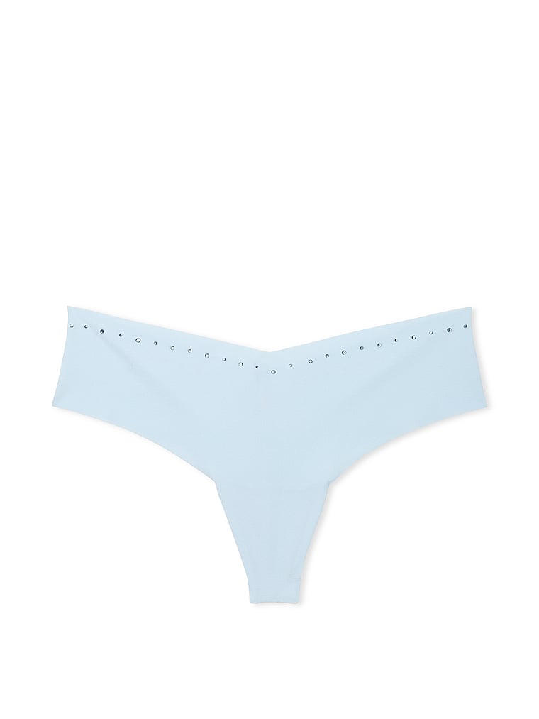 Tanga Invisibile Con Strass, Light Blue, large