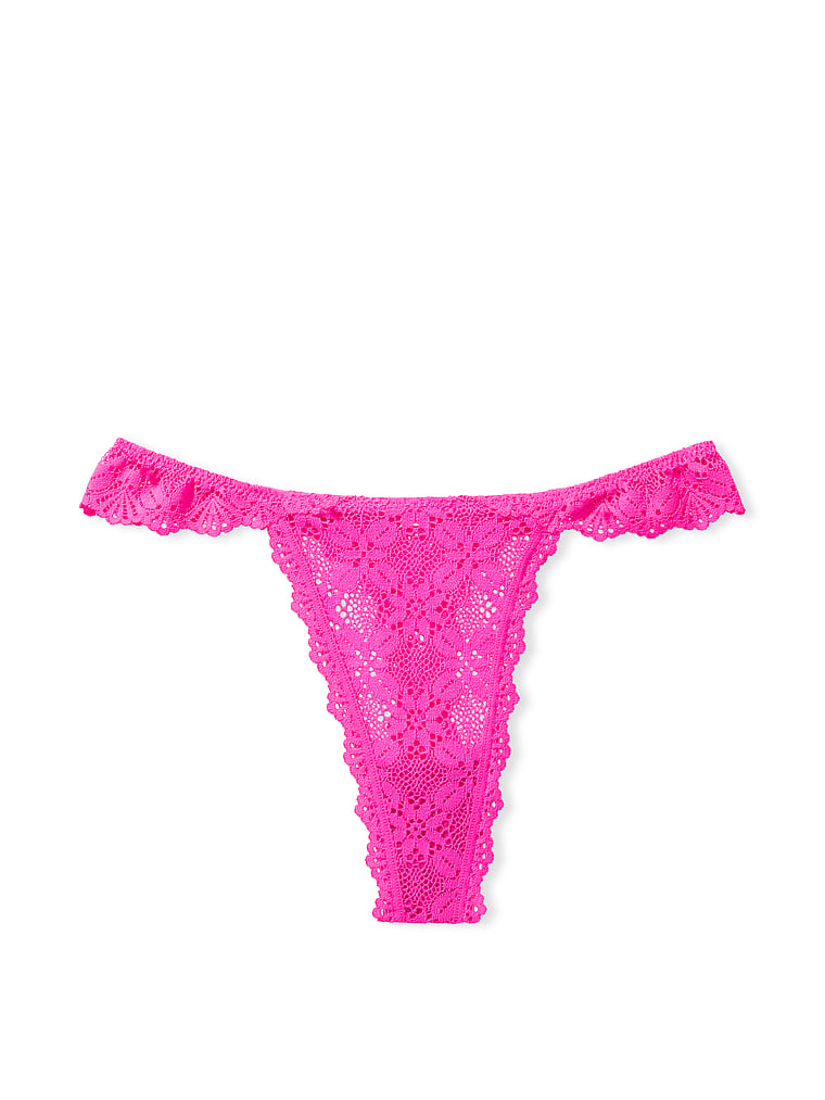 Tanga In Pizzo, Neon Pink, large