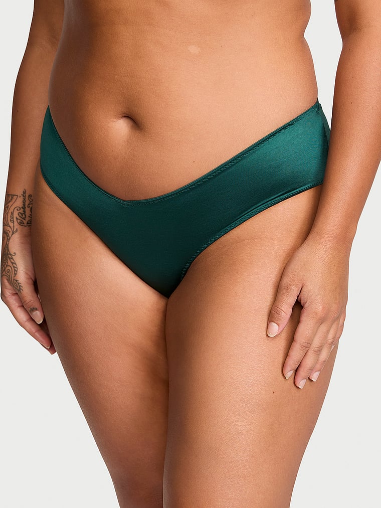 Slip Sgambato Con Laccetti Sul Lato Posteriore, Mystique Green, large