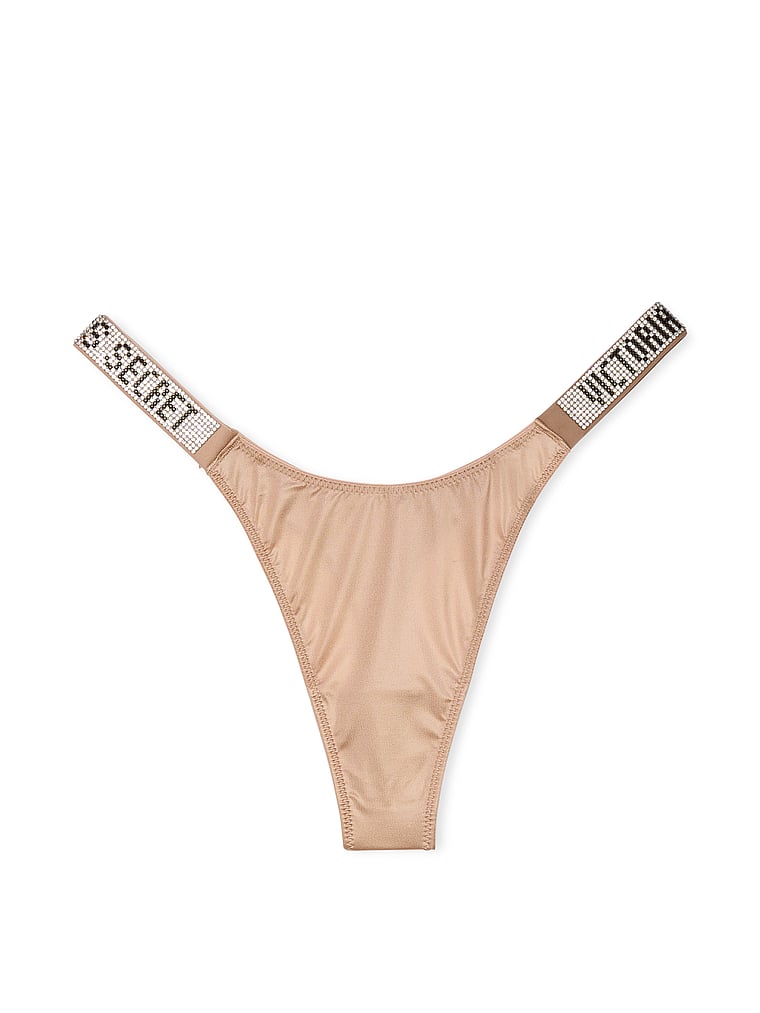 Tanga Con Fianchetti Di Strass, Beige, large