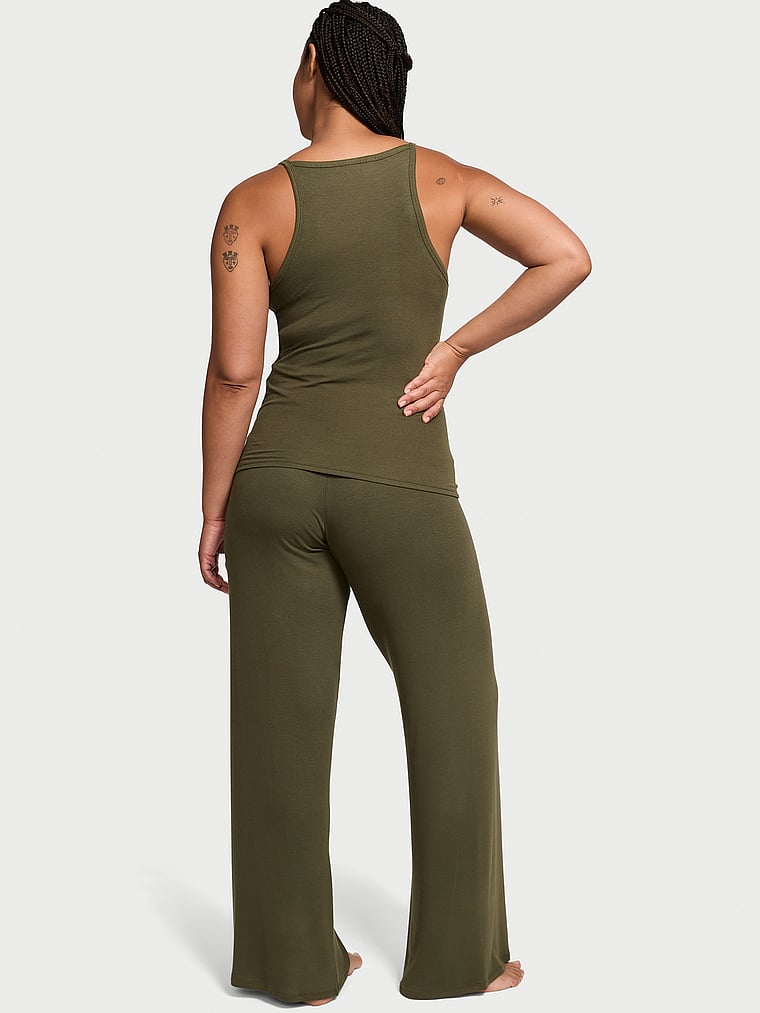 Canotta E Pantaloni In Modal A Coste Sottili, Casual Olive, large