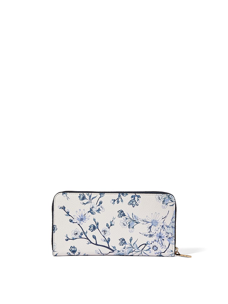 Portafoglio Grande Con Cerniera, Blue Floral, large