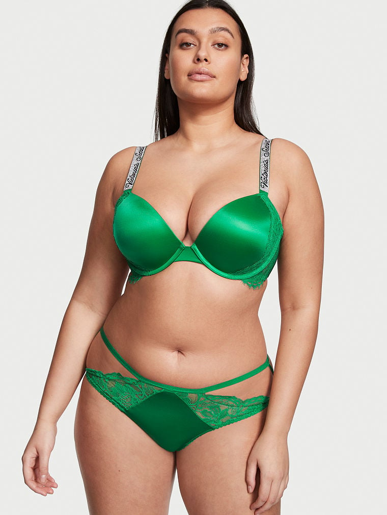 Slip Sgambato Con Pizzo E Laccetti, Verdant Green, large