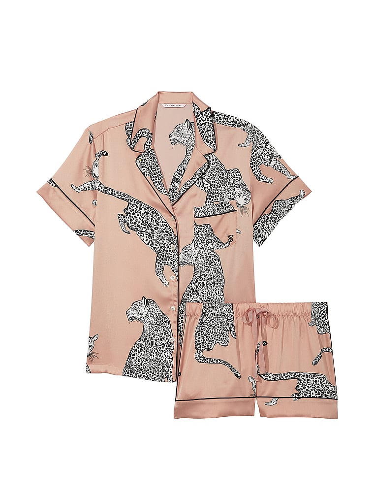 Pigiama Corto In Raso, Evening Blush Leopards, large