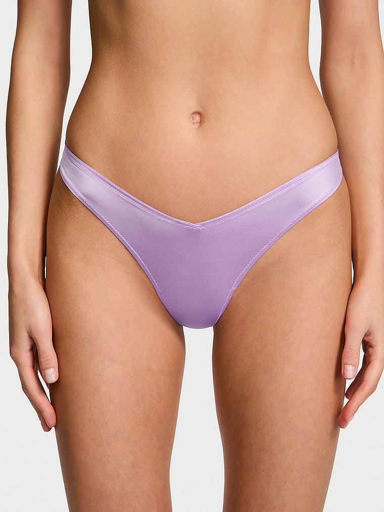 Tanga Sgambato Liscio Con Laccetti Sul Lato Posteriore, Charmed Violet, large