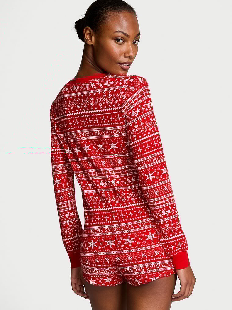 Pigiama Termico Corto, LIPSTICK FAIR ISLE, large