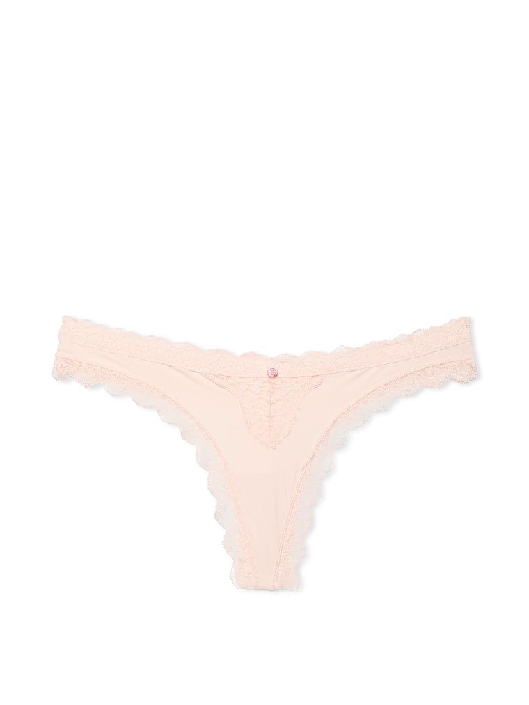 Tanga Con Finiture In Pizzo, Purest Pink, large