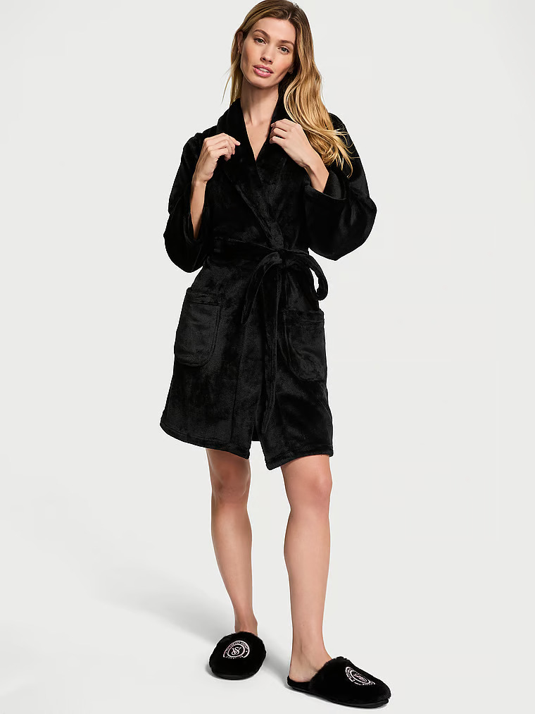 Closed-toe Faux Fur Slippers, Black, large