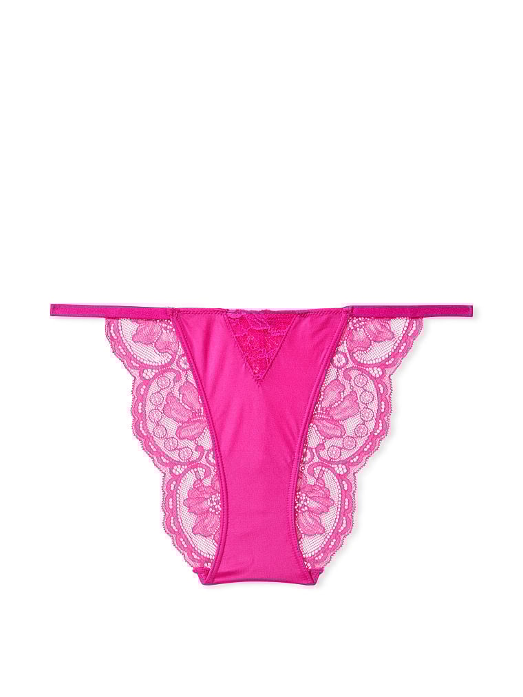 Slip Sgambato Con Fianchetti Sottili E Dettagli In Pizzo, Fuschia Frenzy, large