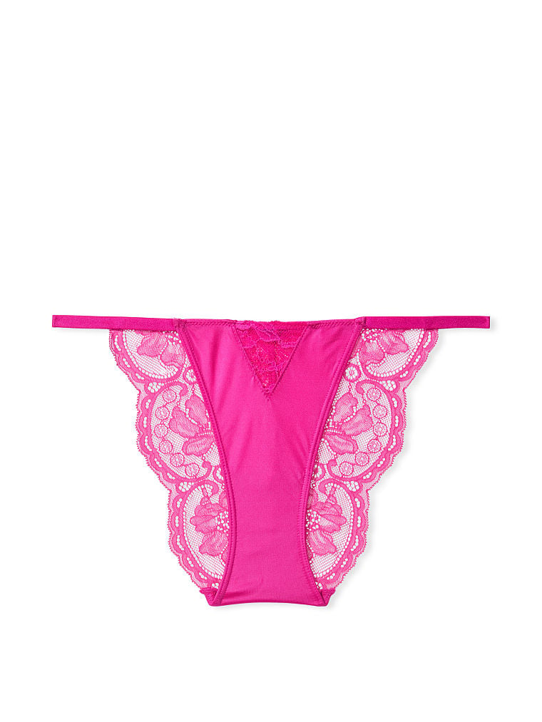 Slip Sgambato Con Fianchetti Sottili E Dettagli In Pizzo, Fuschia Frenzy, large