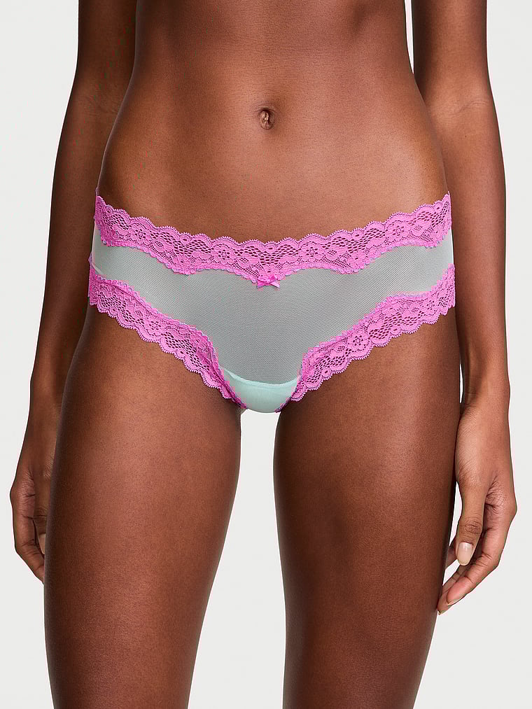 Slip Sgambato In Mesh Tease Con Finiture In Pizzo, Waterfall & New Peony, large