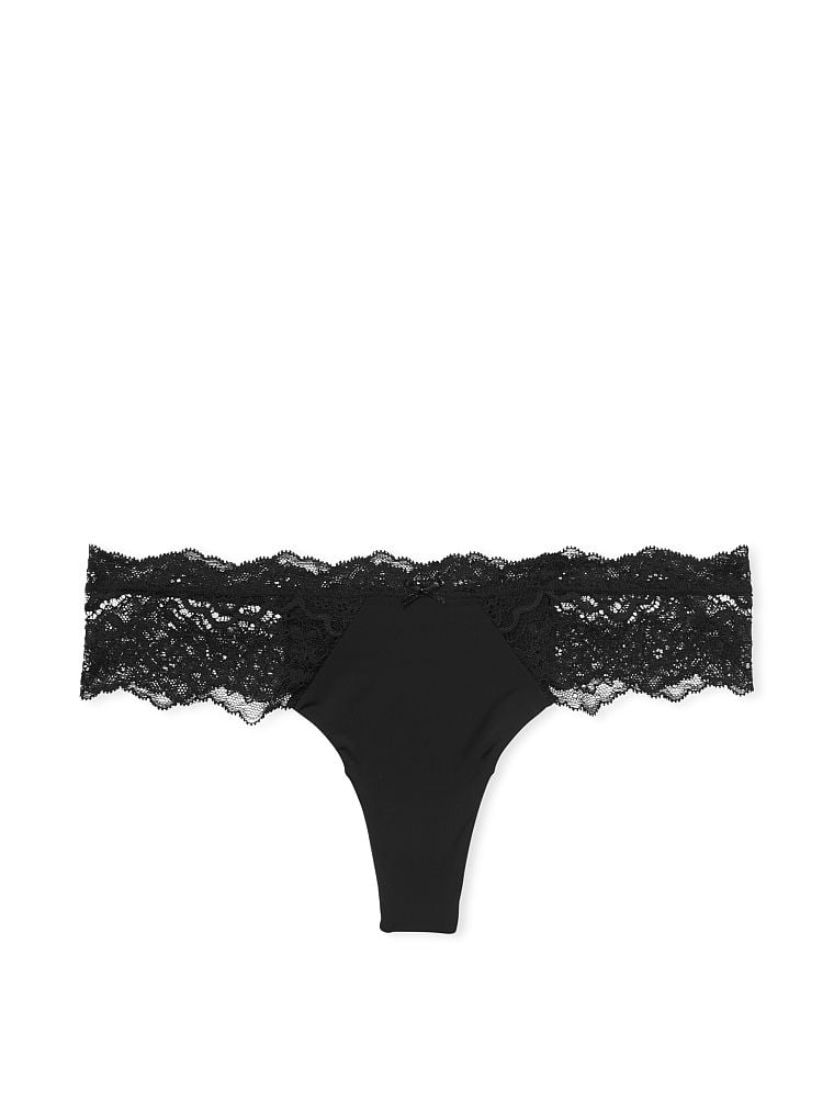 Tanga Con Finiture In Pizzo, Black, large