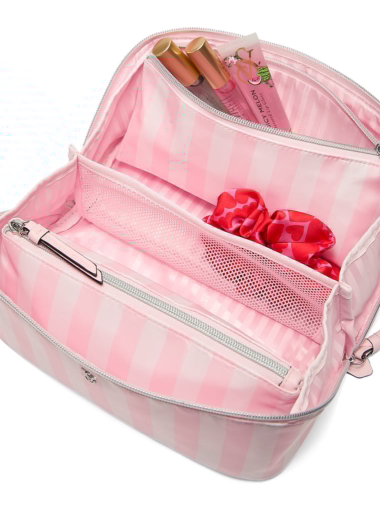 3-piece Makeup Bag, Heritage Stripe, large
