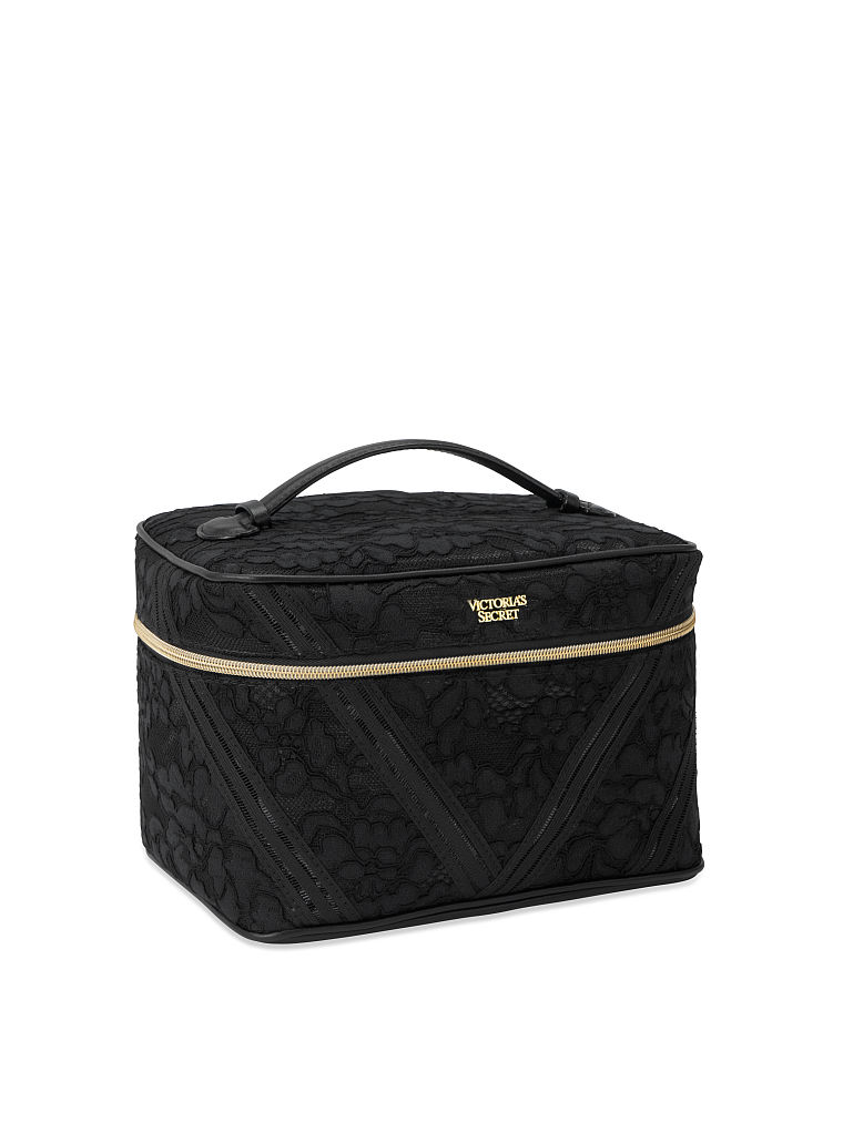 Trousse In Pizzo Floreale, Black, large