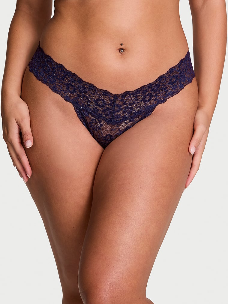 Tanga In Pizzo Posey Con Paillettes, Amethyst, large