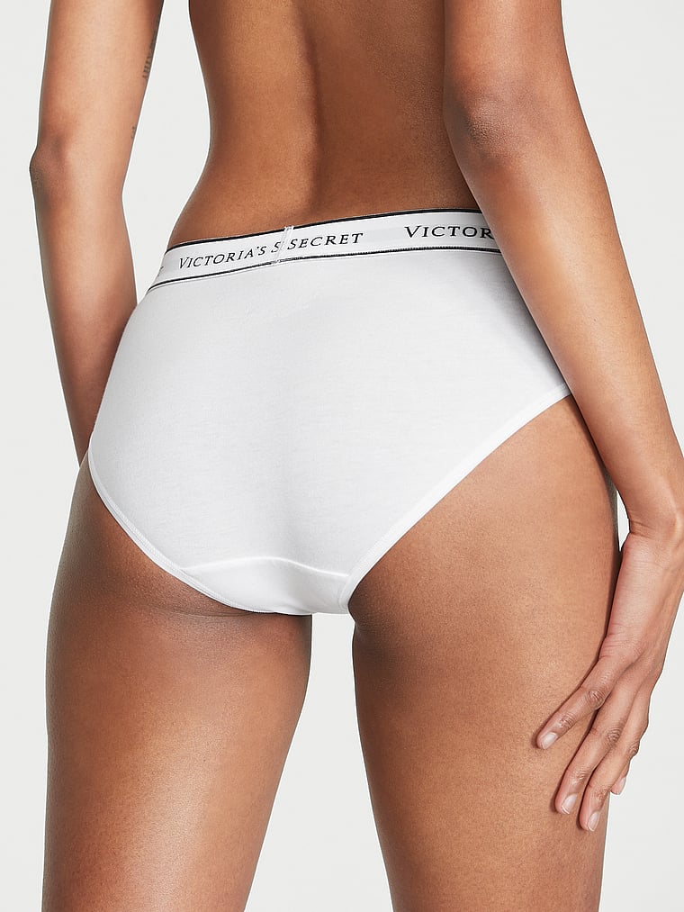 Slip Coprente In Cotone Con Logo, White, large