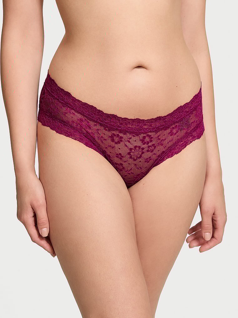 Slip Sgambato In Pizzo, Plum Rouge, large