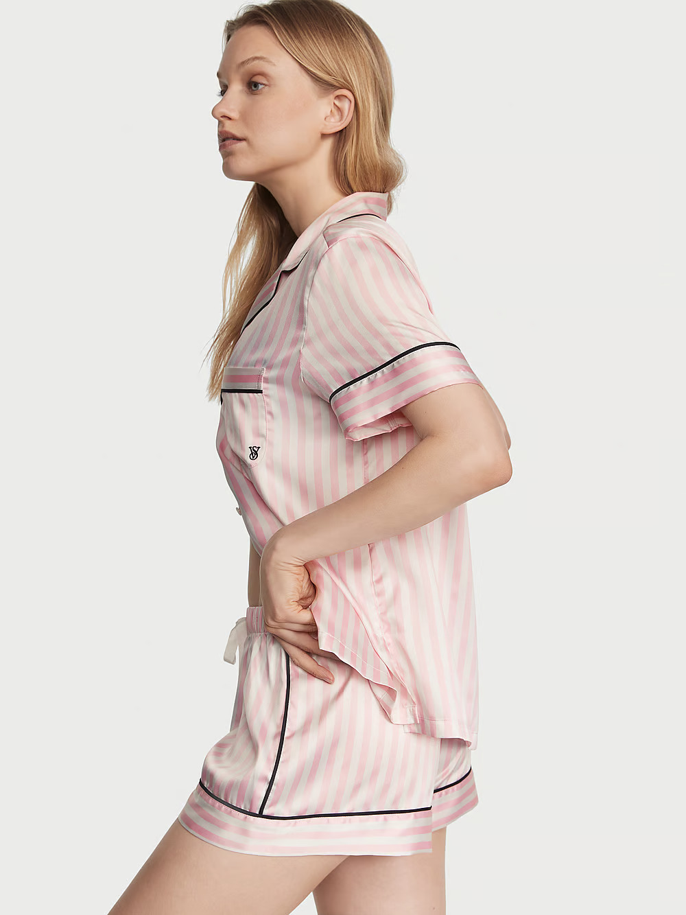 Pigiama Corto In Raso, Iconic Stripe, large
