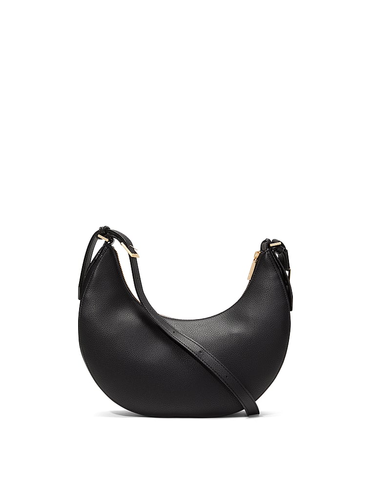 Borsa A Spalla A Forma Di Luna Crescente, Black Pebble, large