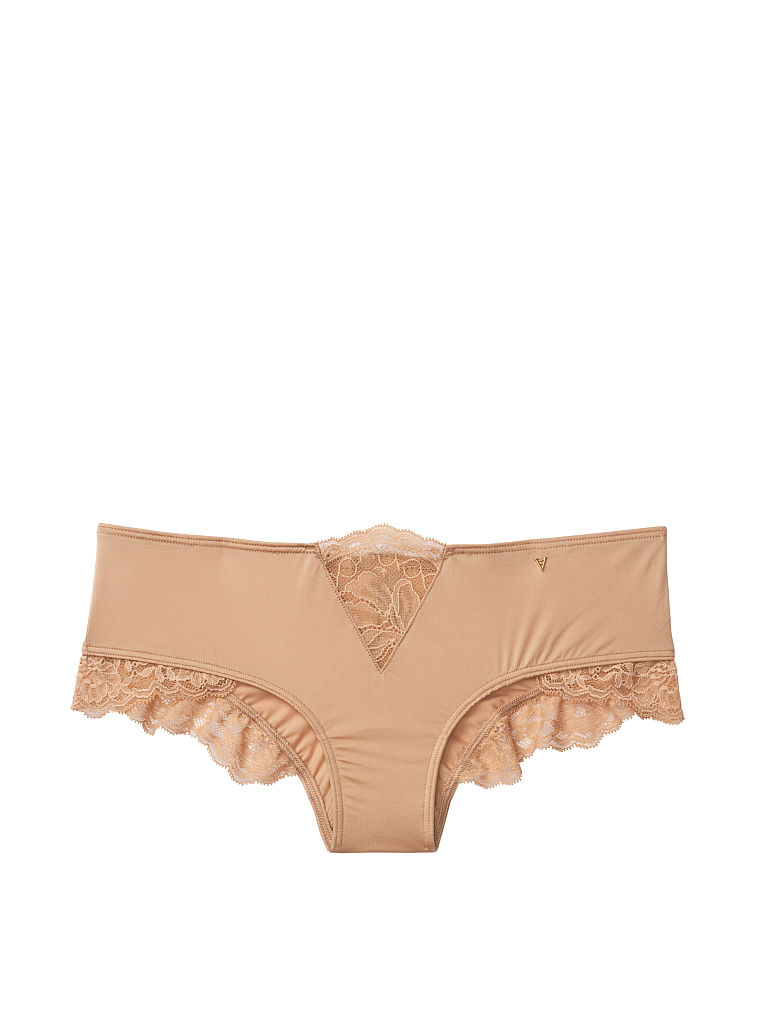 Slip Sgambato In Microfibra Con Inserti In Pizzo, Sweet Praline, large