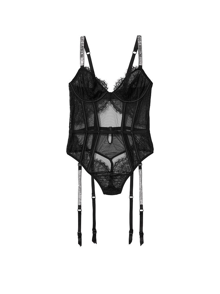 Body Con Spalline E Giarrettiera Di Strass, Description, large