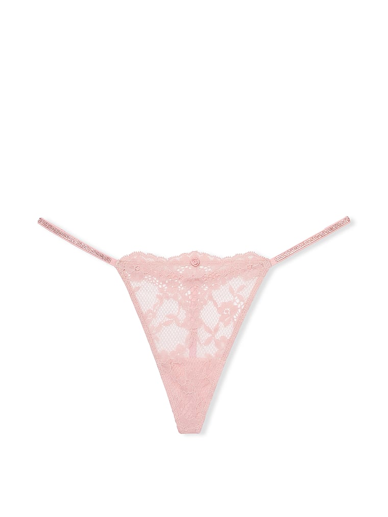 Tanga In Pizzo Con Fianchetti Scintillanti, Chalk Rose, large