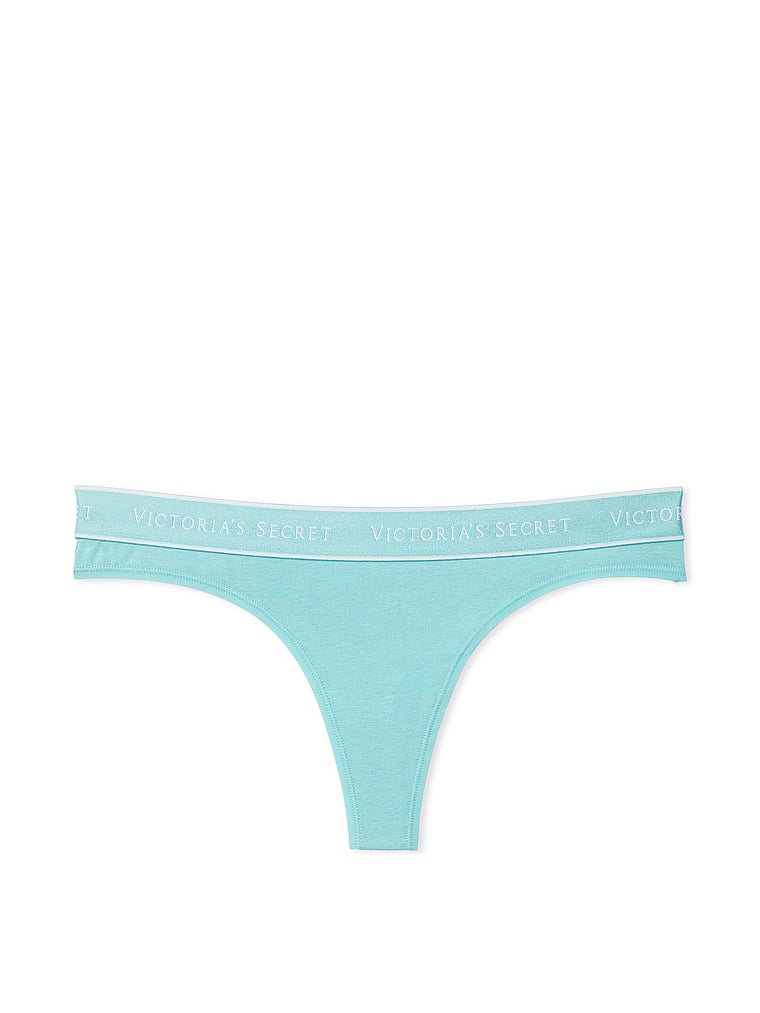 Tanga In Cotone Con Logo, Fountain Blue, large