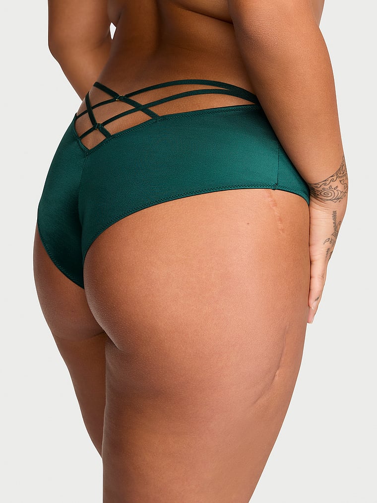 Slip Sgambato Con Laccetti Sul Lato Posteriore, Mystique Green, large