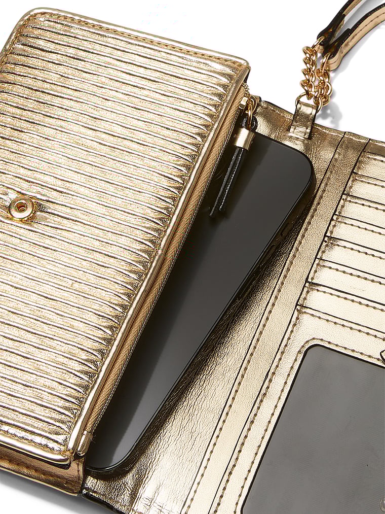 Pochette Da Polso Per Il Cellulare, Gold Pleated, large