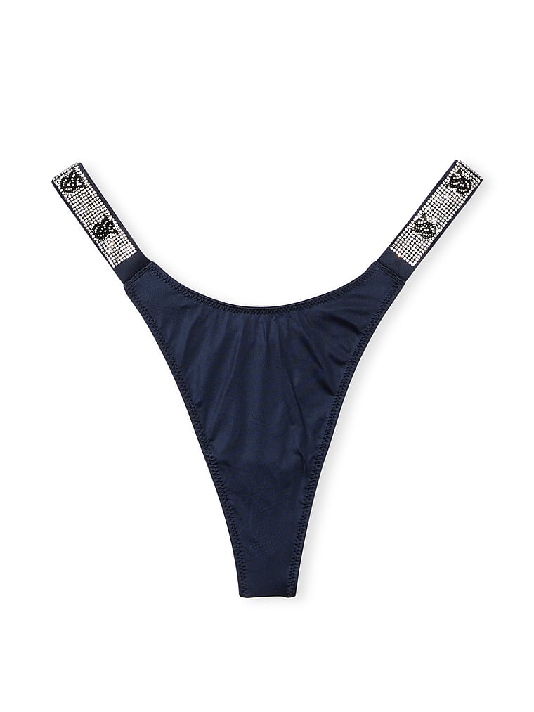 Tanga Con Fianchetti Di Strass, Noir Navy, large