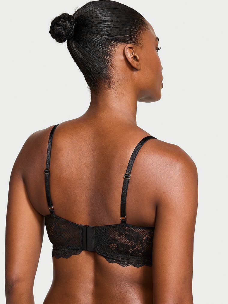Reggiseno A Fascia Leggermente Imbottito Con Dettagli In Pizzo, Black, large