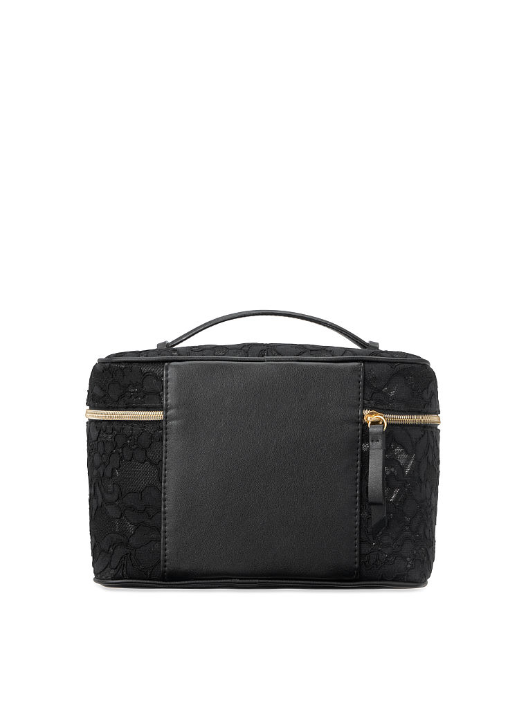 Trousse In Pizzo Floreale, Black, large