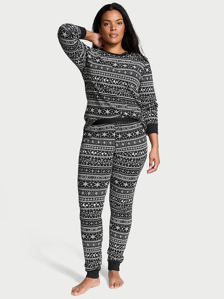 Pigiama Termico Lungo, BLACK  FAIR ISLE, large