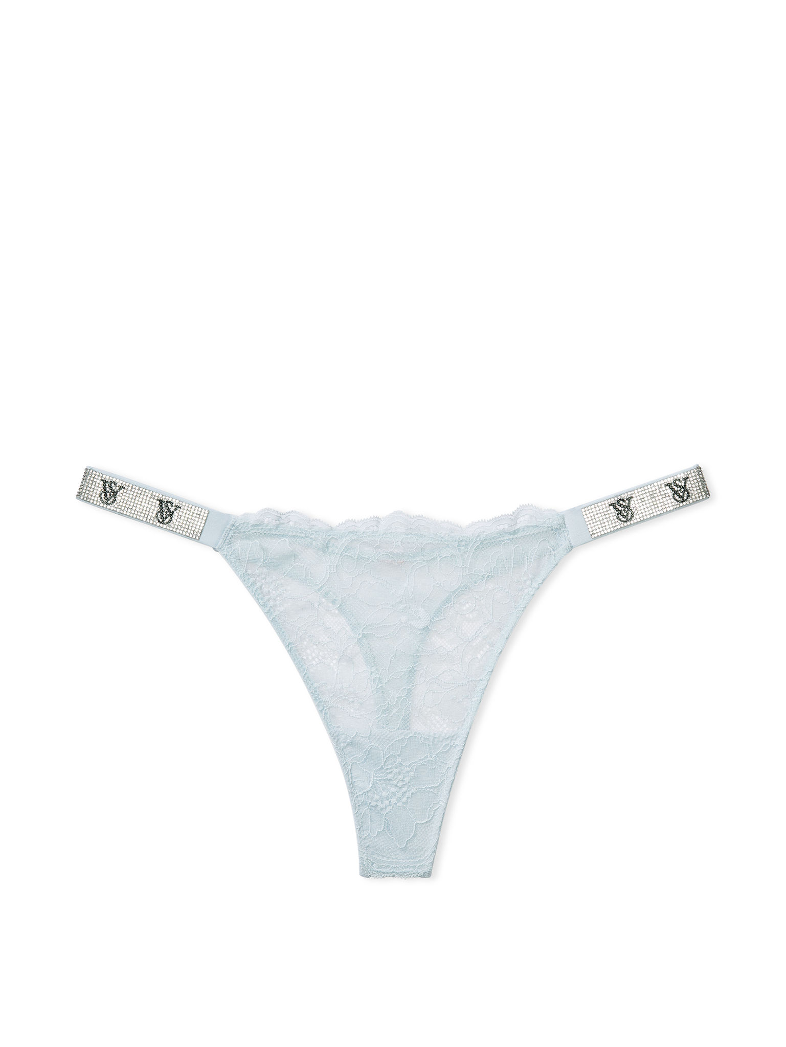 Tanga In Pizzo Con Fianchetti Di Strass, Ballad Blue, large