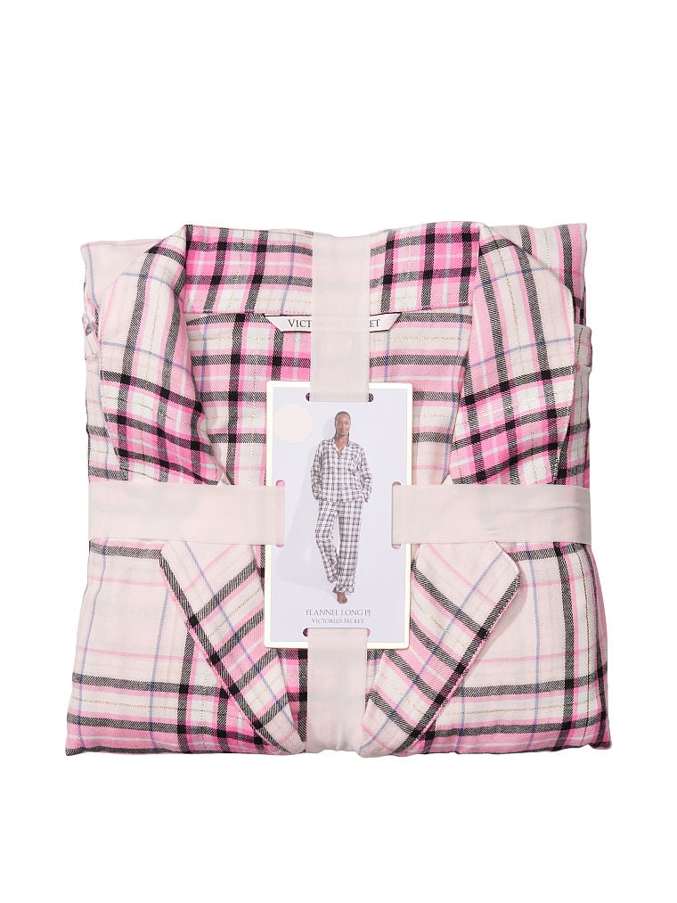 Pigiama Lungo In Flanella, Pink Plaid, large