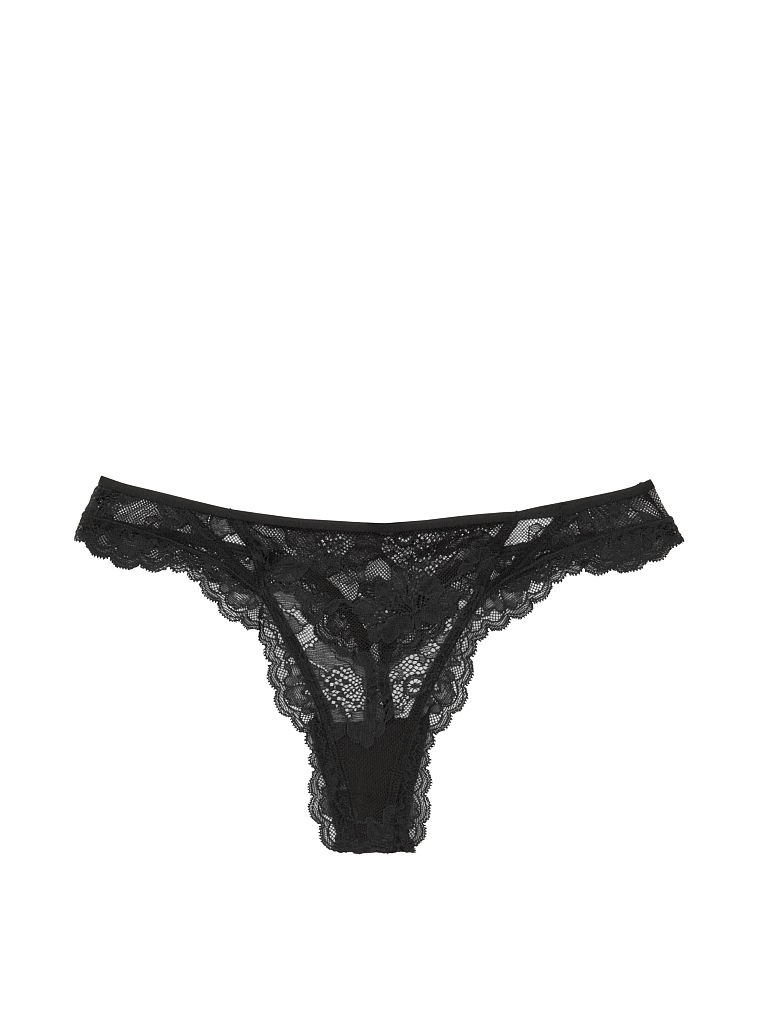 Tanga In Pizzo Cut-out, Black, large