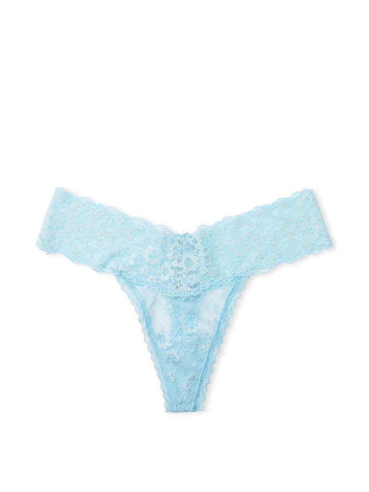 Tanga In Pizzo Glitterato Con Dettaglio Stringato, Blue Topaz Shimmer, large