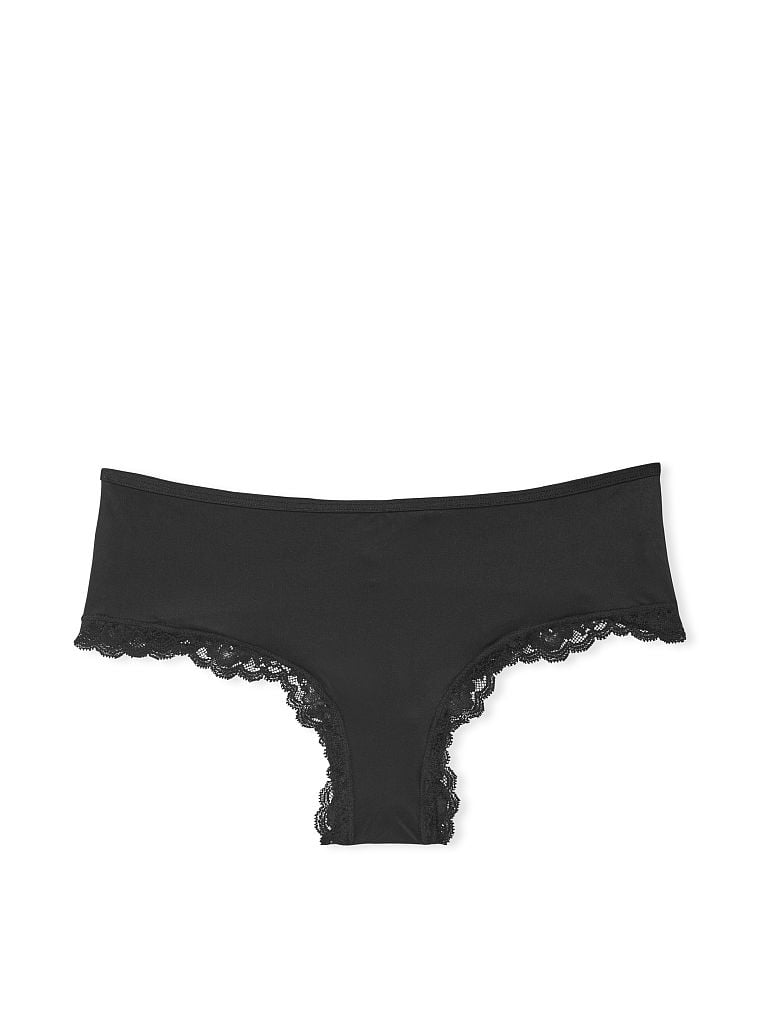 Slip Sgambato Con Finiture In Pizzo, Black, large