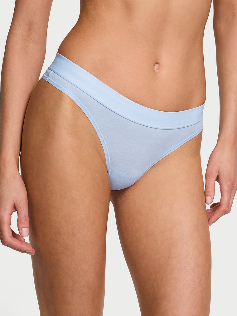 Tanga In Cotone Con Logo, Light Blue, large