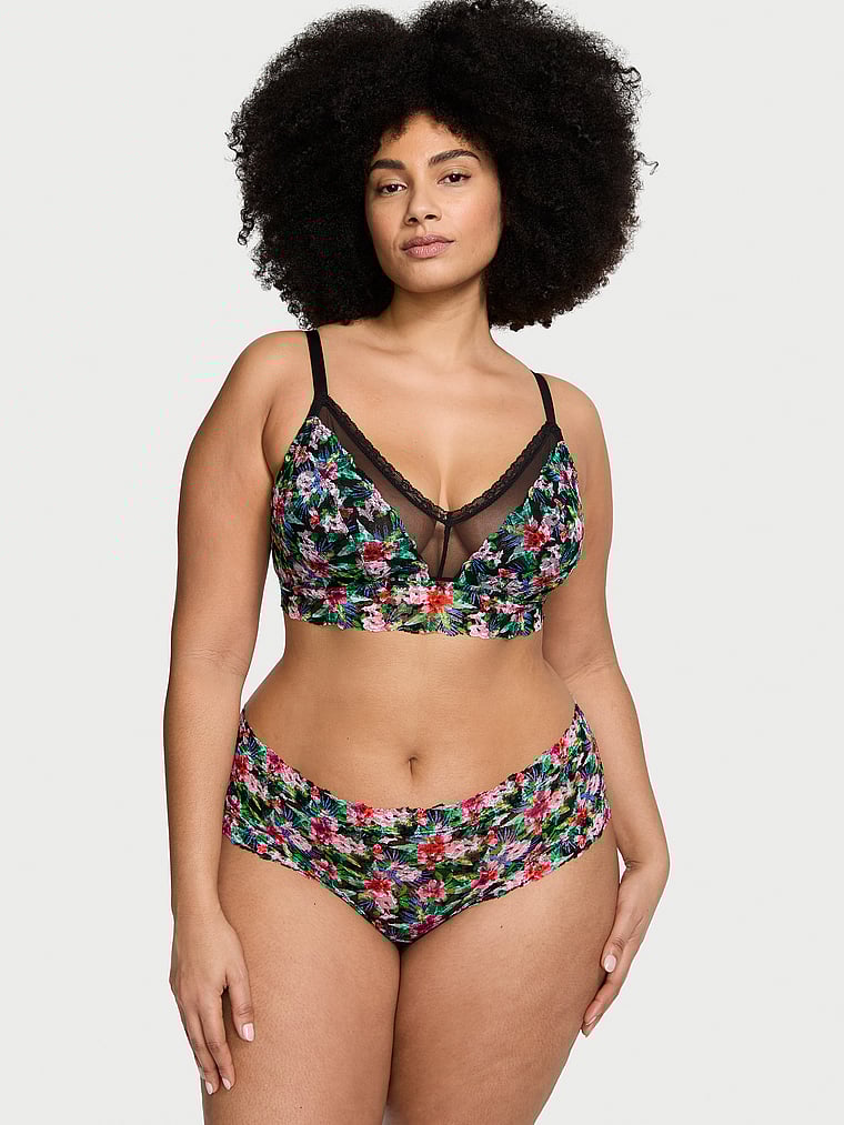 Slip Sgambato In Pizzo, Black Tropical, large