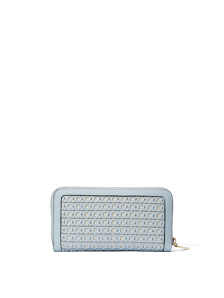 Portafoglio Grande Con Cerniera, Blue Woven, large