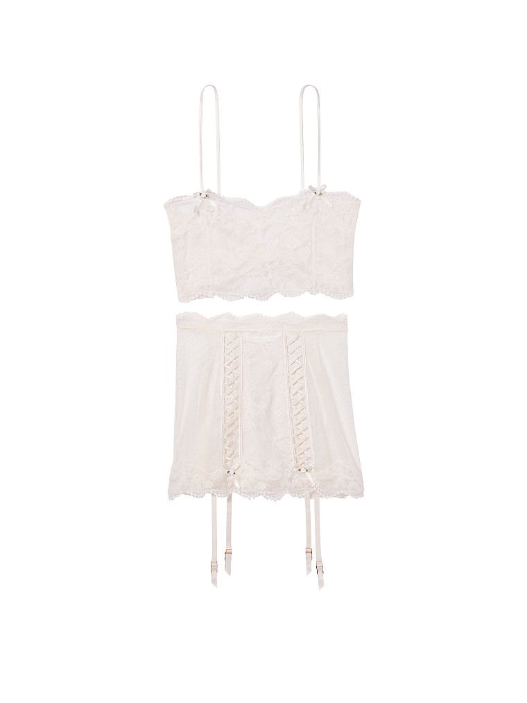 Set Crop Top E Gonna Reggicalze In Pizzo, Description, large