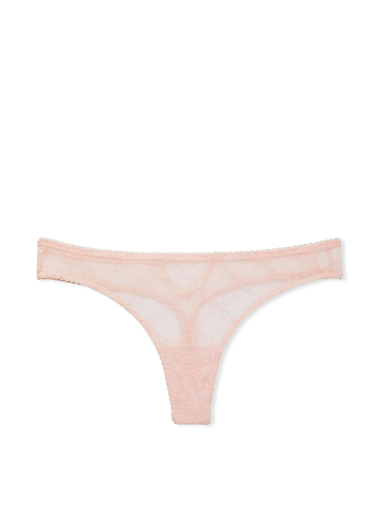 Tanga In Mesh Con Logo Floccato, Pink Flocked Logo, large