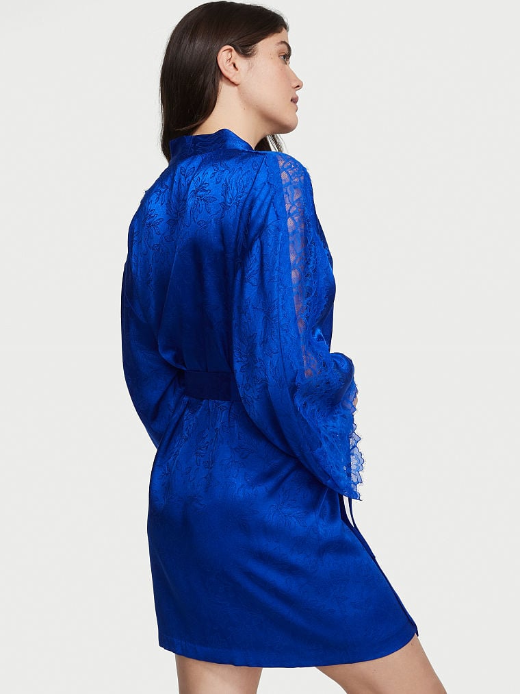 Kimono Jacquard Con Inserti In Pizzo, Blue Oar, large