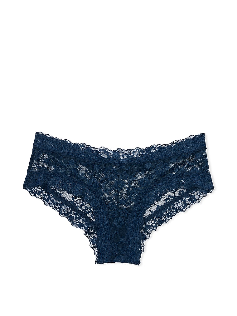Slip Sgambato In Pizzo, Noir Navy, large